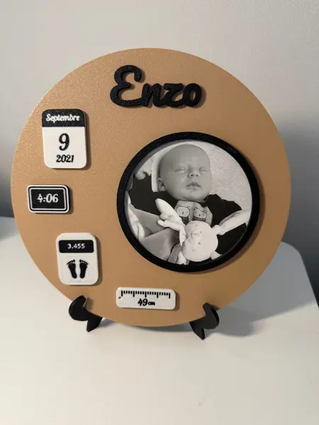 Disque de Naissance Personnalisé 3D – Photo & Informations Bébé